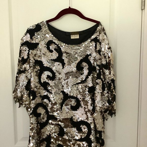 100% silk sequinned top - Picture 1 of 1